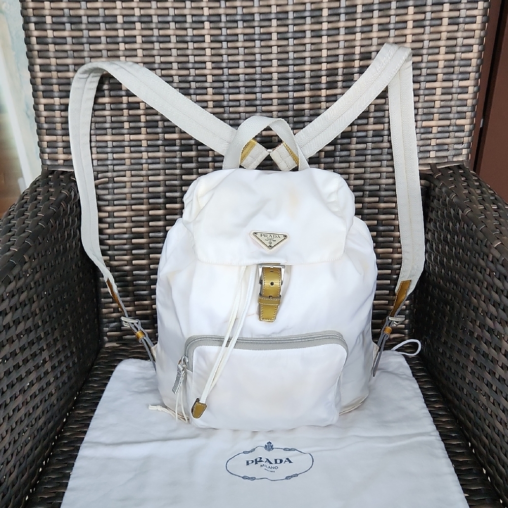 Prada Dusty White  Nylon Backpack